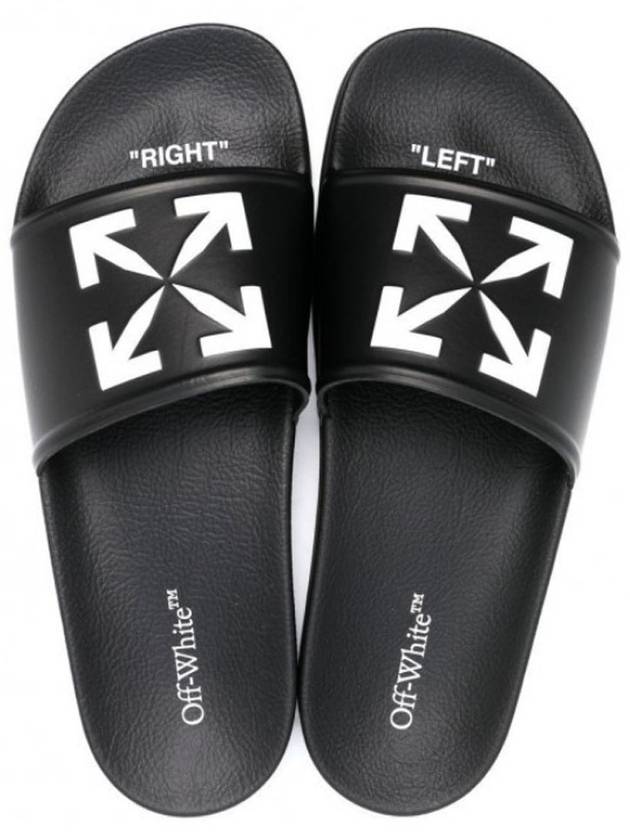 Arrow Logo Print Slippers Black - OFF WHITE - BALAAN 2