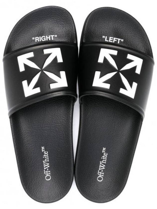 Arrow Logo Print Slippers Black - OFF WHITE - BALAAN 2