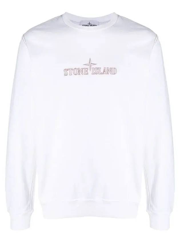 Logo Print Crew Neck Cotton Sweatshirt White - STONE ISLAND - BALAAN 2