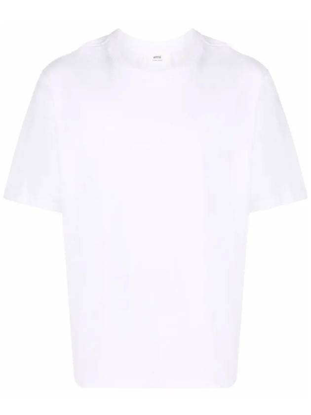 Tone On Tone Heart Logo Short Sleeve T-Shirt White - AMI - BALAAN 1