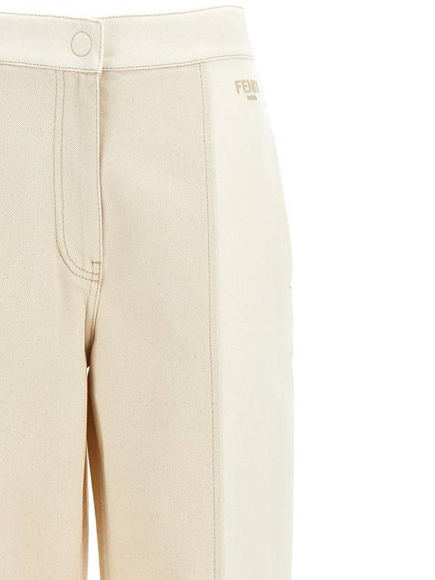 Two Tone Long Jeans White - FENDI - BALAAN 4