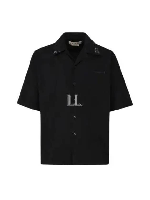 Embroidery Cotton Short Sleeve Shirt Black - MARNI - BALAAN 2