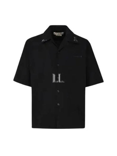 Embroidery Cotton Short Sleeve Shirt Black - MARNI - BALAAN 2