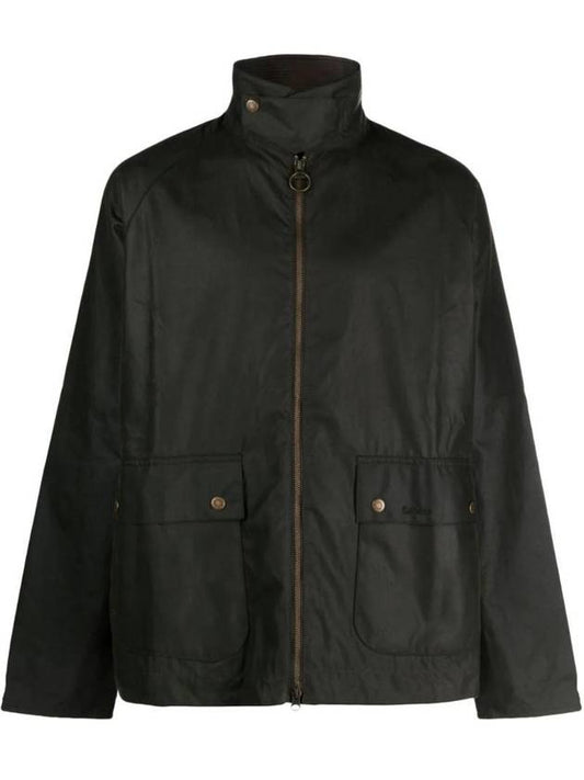 Bedale Short Wax Zip Up Jacket Green - BARBOUR - BALAAN 1