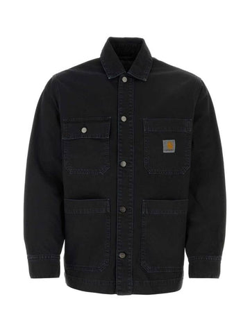 Garrison Logo Patch Cotton Shirt Jacket Black - CARHARTT WIP - BALAAN 1