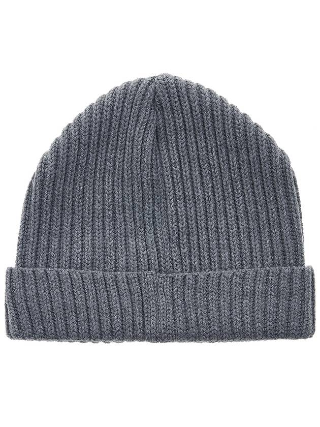 Embroidered Logo Ribbed Beanie Grey - VALENTINO - BALAAN 3