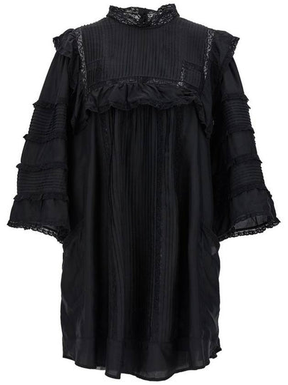 Women's Lace Panel Mini Short Dress Black - ISABEL MARANT - BALAAN 2