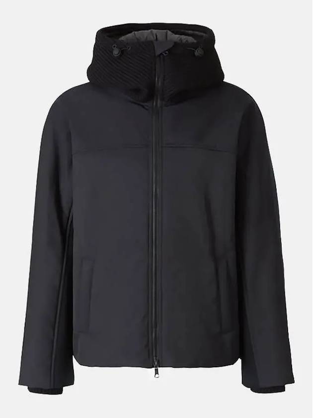 Tweed Neoprene Hooded Jacket Black - VALENTINO - BALAAN 4