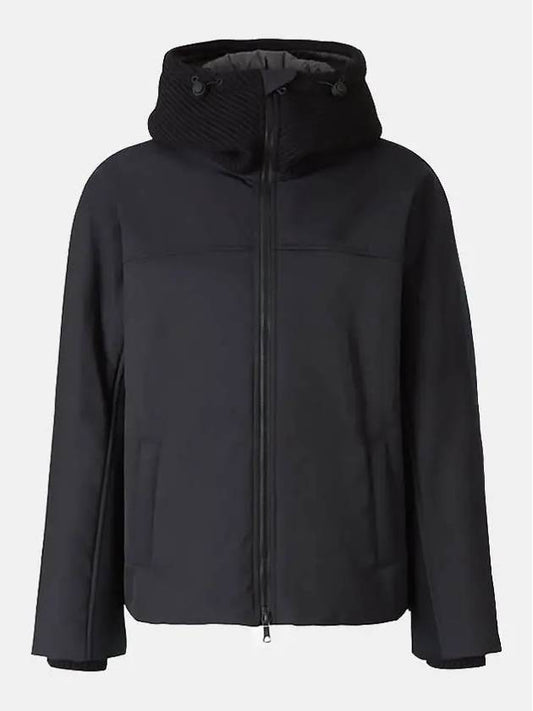 Tweed Neoprene Hooded Jacket Black - VALENTINO - BALAAN 2