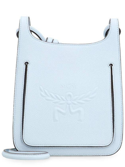 Himmel Hobo Embossed Logo Leather Cross Bag Light Blue - MCM - BALAAN 2