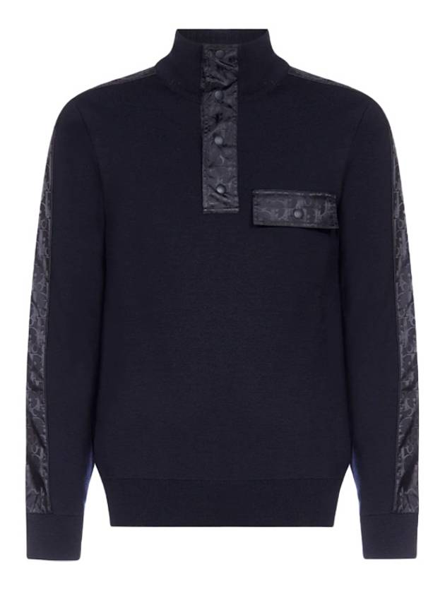 Oblique Jacquard Wool Knit Top Navy - DIOR - BALAAN 3