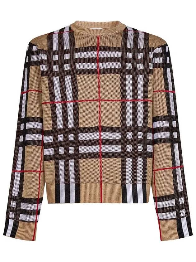 Check Technical Cotton Knit Top Beige - BURBERRY - BALAAN 2