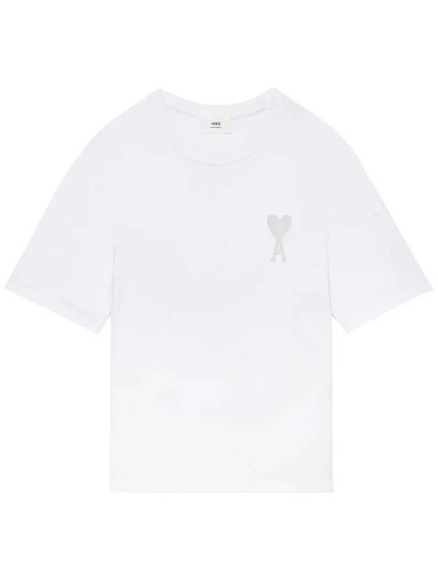 Tone On Tone Heart Logo Short Sleeve T-Shirt White - AMI - BALAAN 2