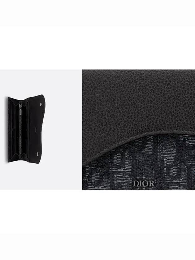 Saddle Oblique Jacquard Leather Long Wallet Black - DIOR - BALAAN 5