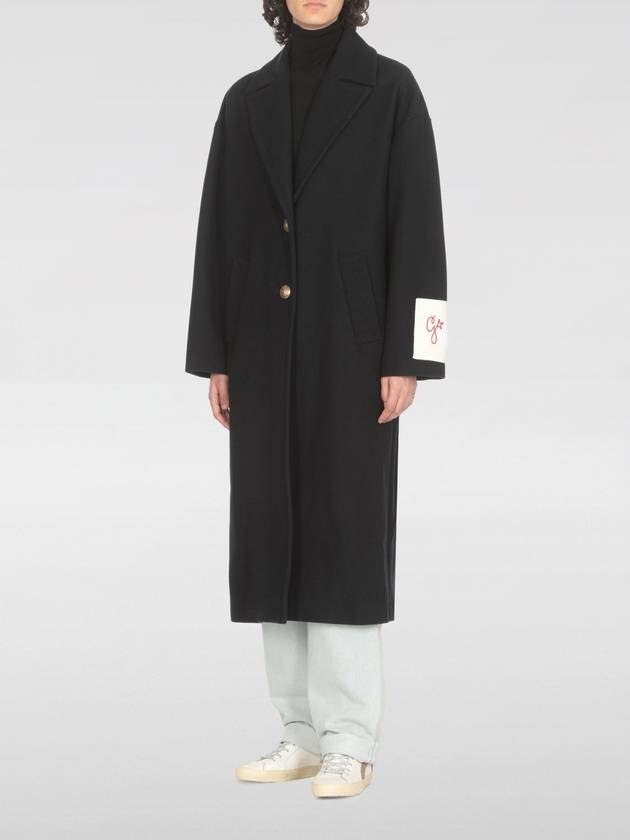 Women's Cocoon Gold Button Patch Single Coat Navy - GOLDEN GOOSE - BALAAN 2