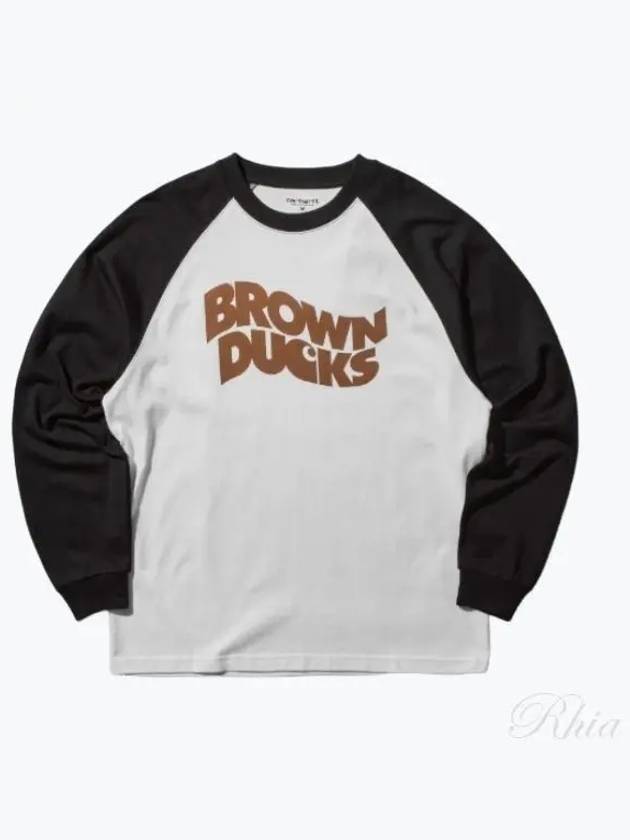 Brown Ducks Baseball Long Sleeve T-Shirt Black White - CARHARTT WIP - BALAAN 2