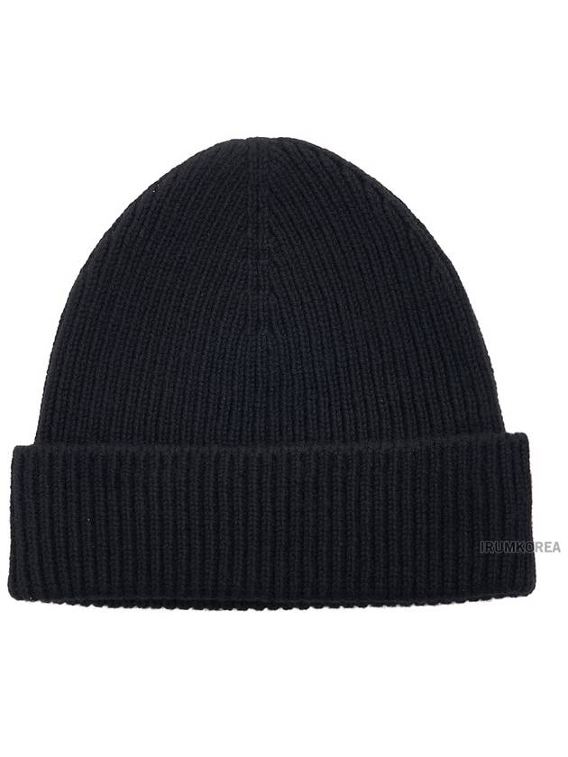 Embroidered Ribbed Cashmere Beanie Black - BURBERRY - BALAAN 3