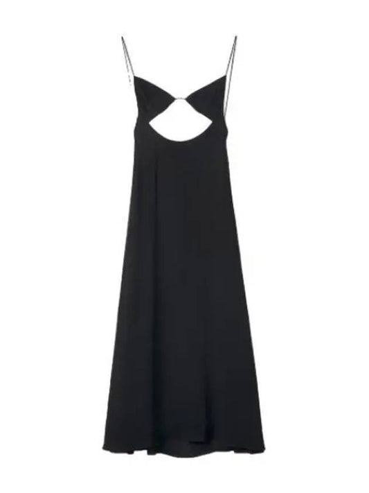 Cut out slip flare dress black - SAINT LAURENT - BALAAN 1