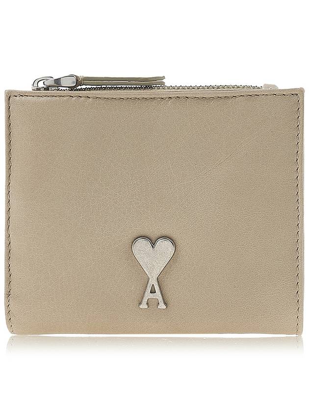 Heart Logo Half Wallet Beige - AMI - BALAAN 2