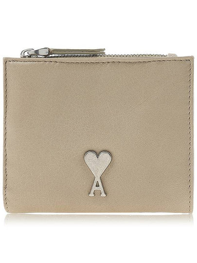 Heart Logo Half Wallet Beige - AMI - BALAAN 2