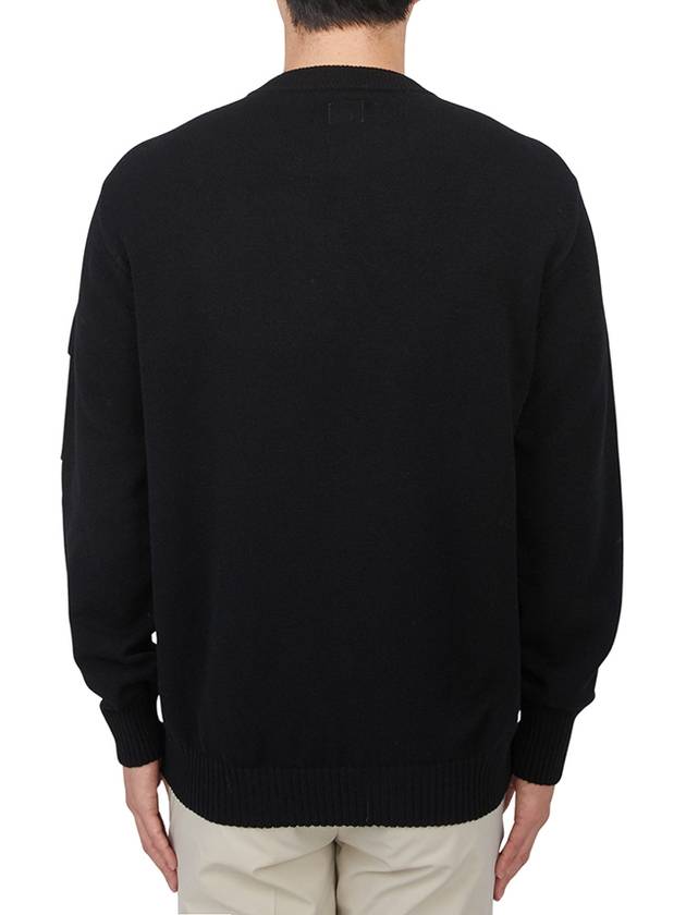 Merino Wool Crew Neck Knit Top Black - CP COMPANY - BALAAN 4