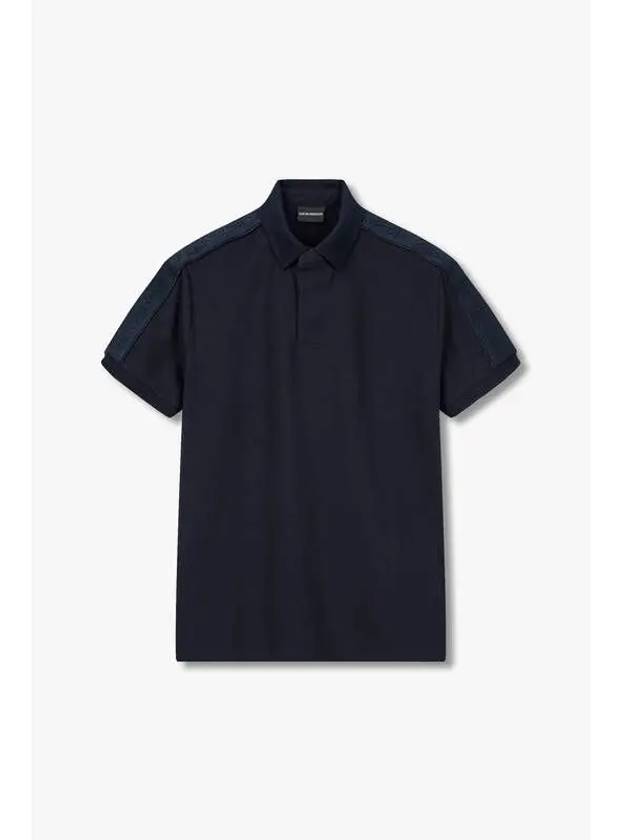 Men s Logo Line Shoulder Polo Shirt Navy - EMPORIO ARMANI - BALAAN 1