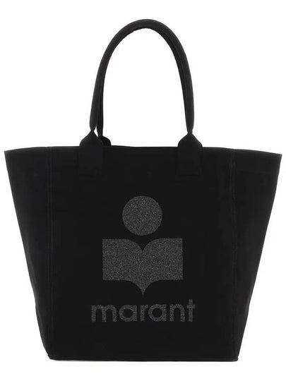 Women's Yenky Glitter Logo Tote Bag Black - ISABEL MARANT - BALAAN 2