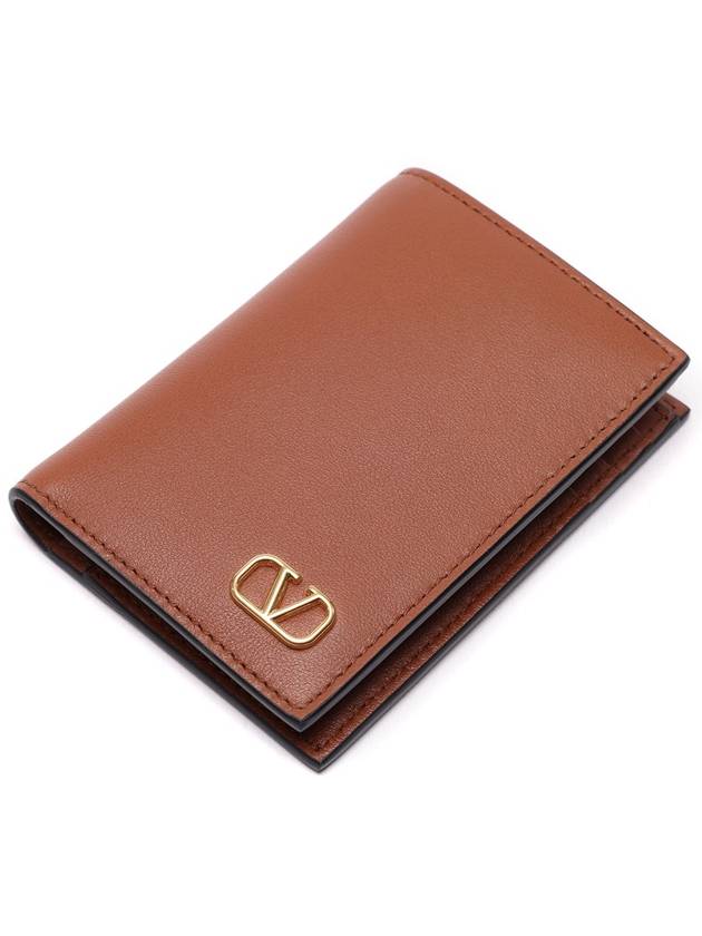 V Logo Signature Half Wallet Brown - VALENTINO - BALAAN 6