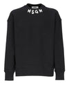 Neck Brushed Logo Print Cotton Sweatshirt Black - MSGM - BALAAN 2