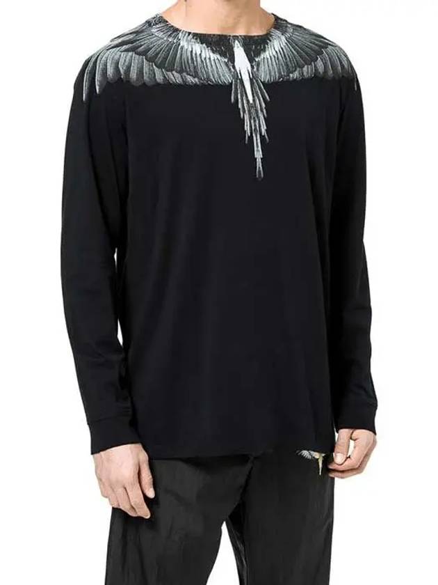 Wing Long Sleeve T-Shirt Black - MARCELO BURLON - BALAAN 3