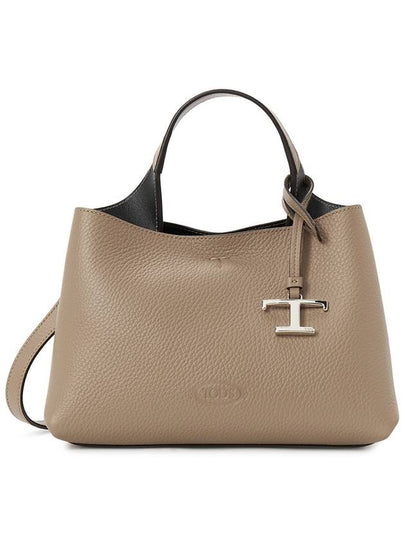 Logo Charm Leather Micro Tote Bag Grey - TOD'S - BALAAN 2