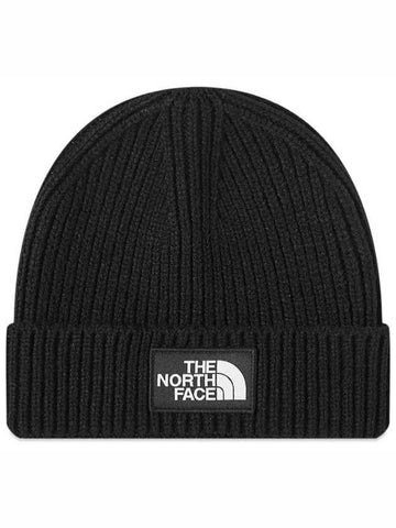 TNF Logo Box Cuffed Beanie Black - THE NORTH FACE - BALAAN.