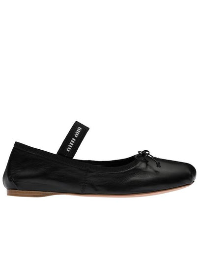 Women's Logo Leather Ballerinas Black - MIU MIU - BALAAN 2