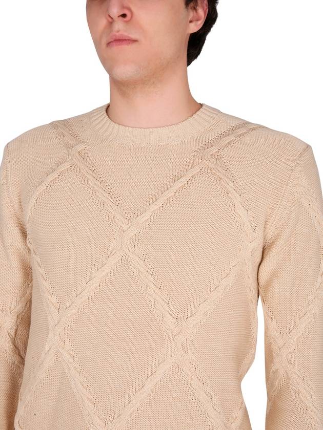 COTTON CABLE STITCH CREW NECK SWEATER - BALLANTYNE - BALAAN 3