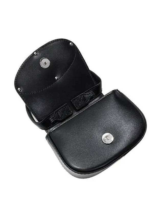 1DR Round Logo Leather Mini Shoulder Bag Black - DIESEL - BALAAN 7