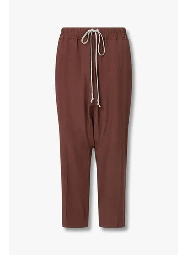 WOMEN Silk Blend String Crop Pants Cherry Brown - RICK OWENS - BALAAN 1