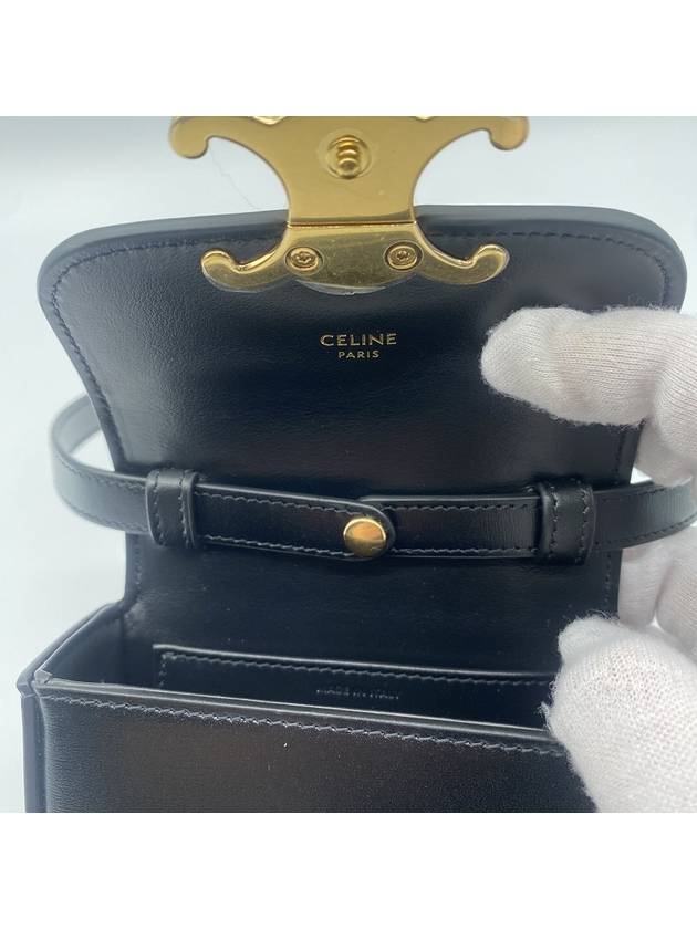 Triomphe Small Shiny Calfskin Cross Bag Black - CELINE - BALAAN 5