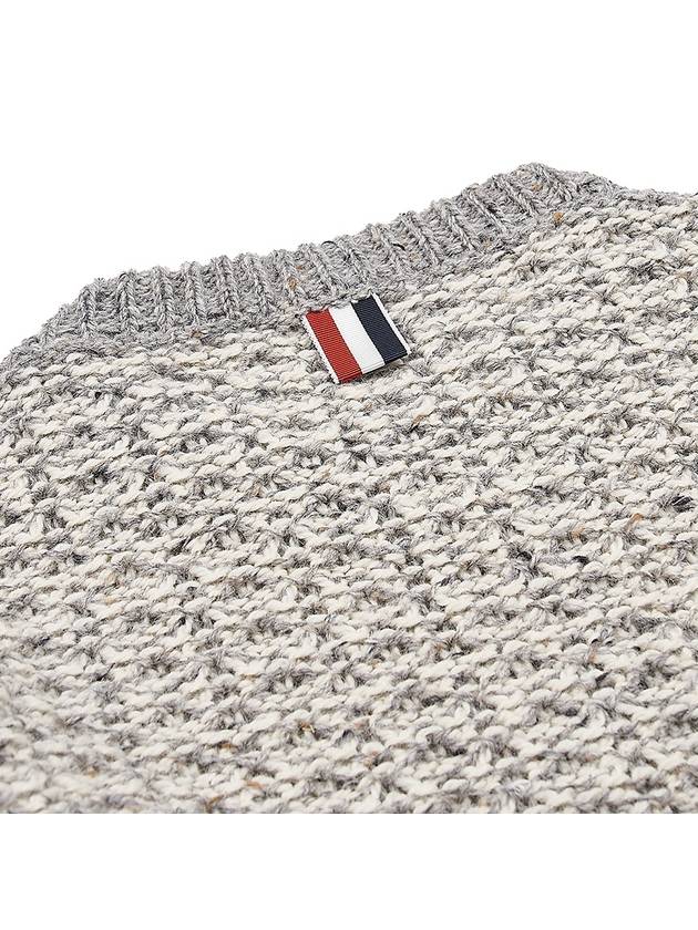 4 Bar Stripe Melange Effect Wool Knit Top Grey - THOM BROWNE - BALAAN 7