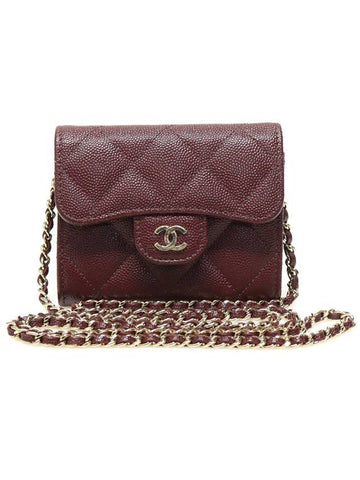 AP0238 Burgundy caviar gold CC logo classic clutch with chain card wallet cross bag 31st - CHANEL - BALAAN 1