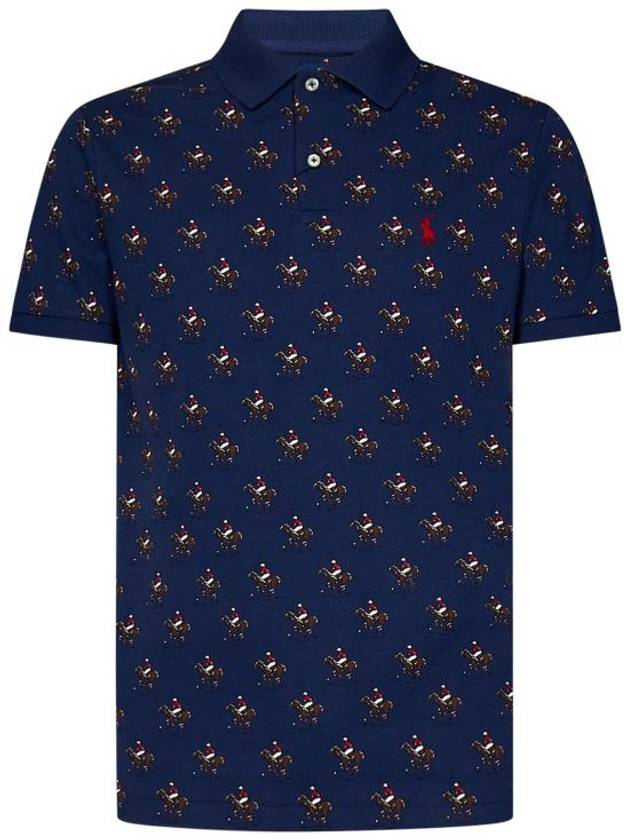 Pony Print All Over Polo Shirt Navy - POLO RALPH LAUREN - BALAAN 1