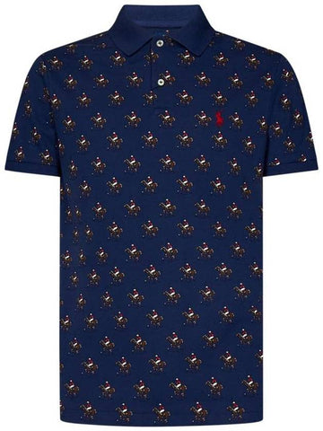 Pony Print All Over Polo Shirt Navy - POLO RALPH LAUREN - BALAAN 1