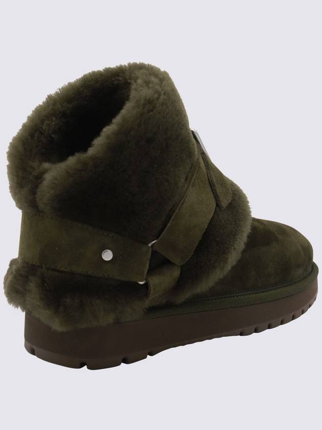 Burberry Shearling Collar Suede Chavi Middle Boots Green - BURBERRY - BALAAN 3