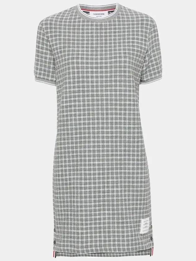 Check Tweed Crewneck Short Dress Grey - THOM BROWNE - BALAAN 2