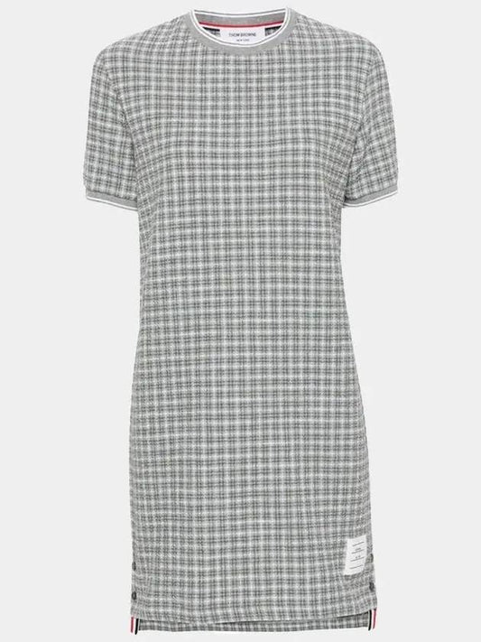 Check Tweed Crewneck Short Dress Grey - THOM BROWNE - BALAAN 2