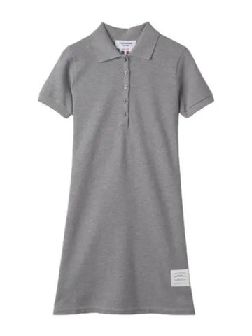 Striped short sleeve polo dress light gray - THOM BROWNE - BALAAN 1