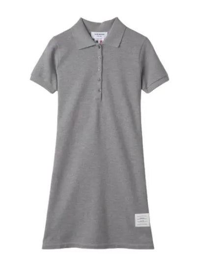 Classic Cotton Pique Center Back Stripe A-Line Short Sleeve Polo Shirt Short Dress Grey - THOM BROWNE - BALAAN 2