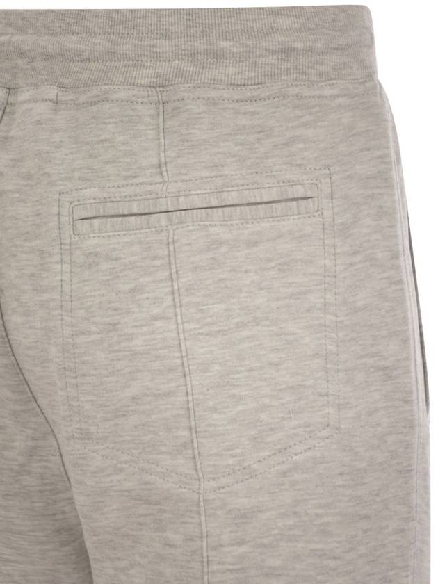 Pearl grey cotton fleece trousers - BRUNELLO CUCINELLI - BALAAN 4