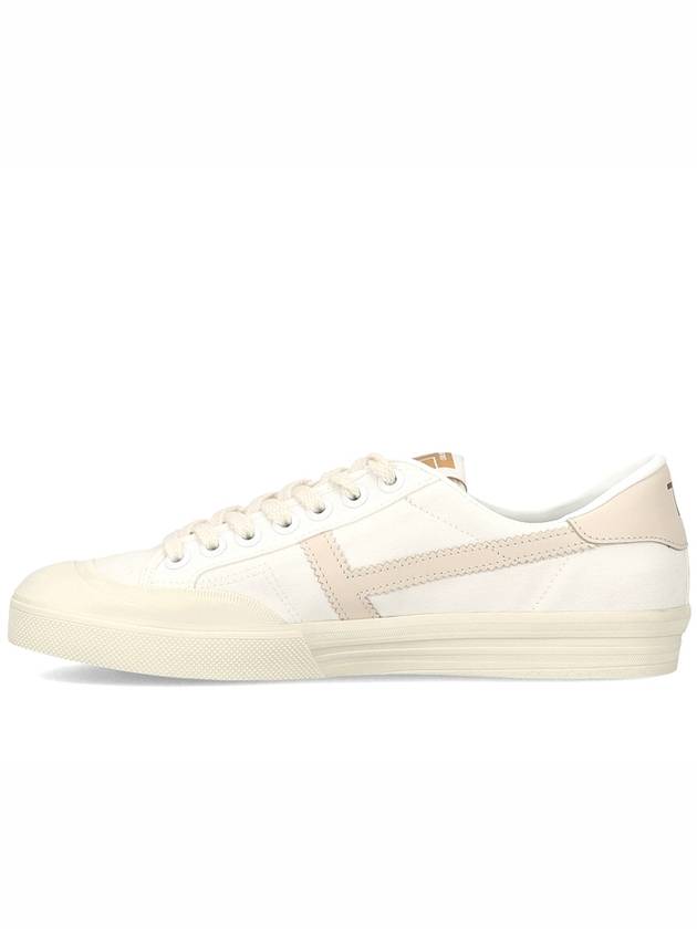T Logo Leather Low Top Sneakers White - TOM FORD - BALAAN 3