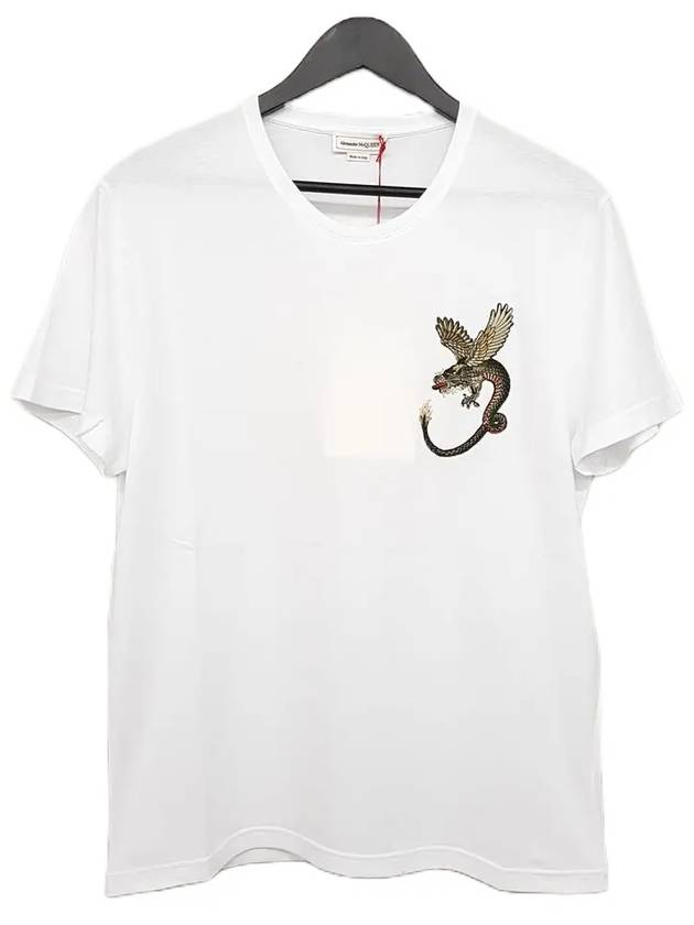 Men's Dragon Patch Short Sleeve T-Shirt White - ALEXANDER MCQUEEN - BALAAN 2