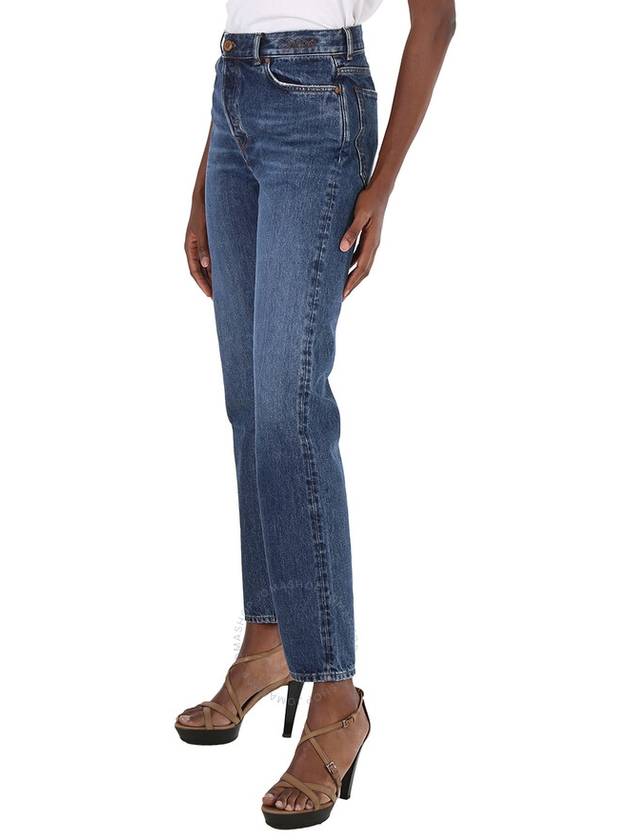 Women's Pocket Straight Jeans Blue - CHLOE - BALAAN 4